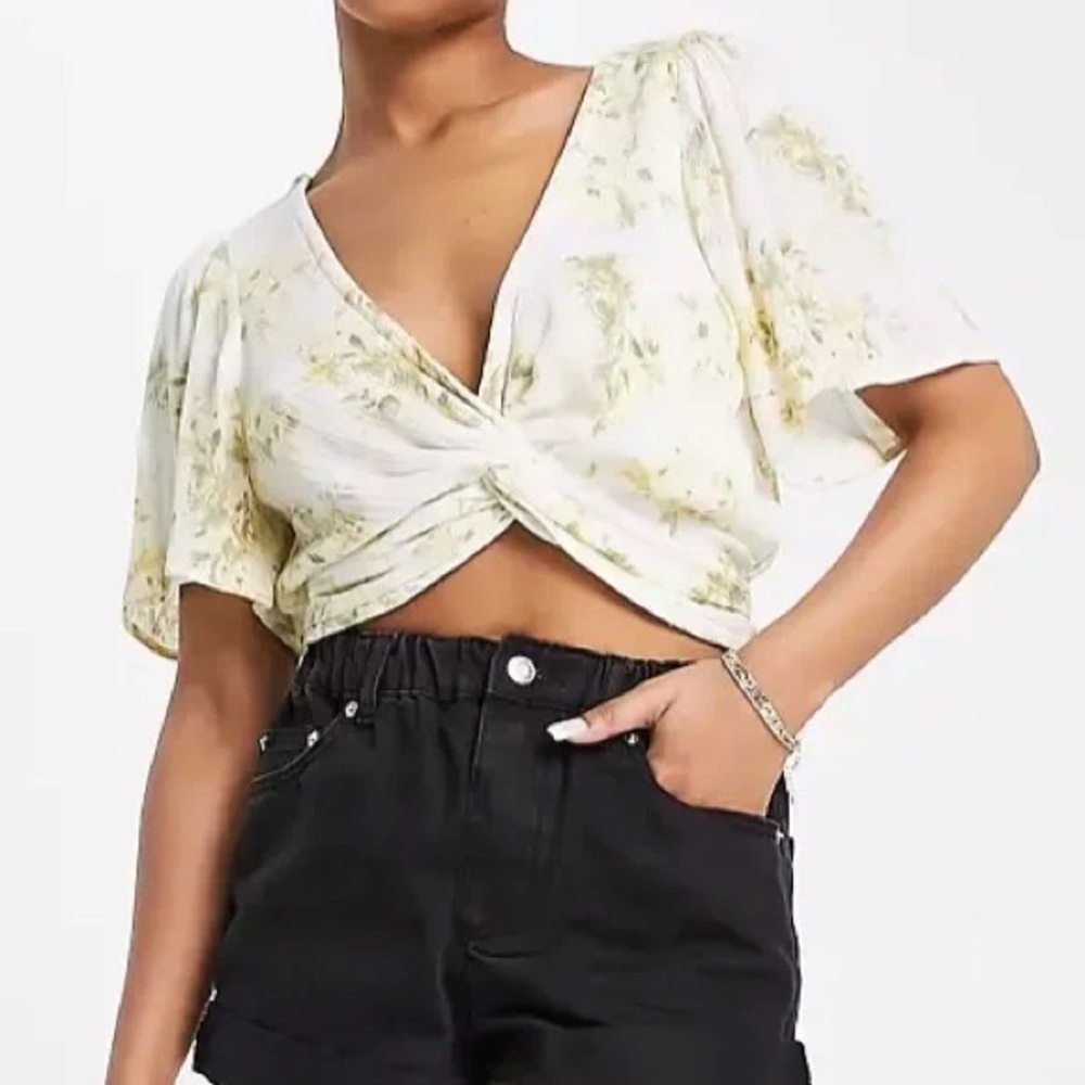 Abercrombie Floral Twist-Front Top